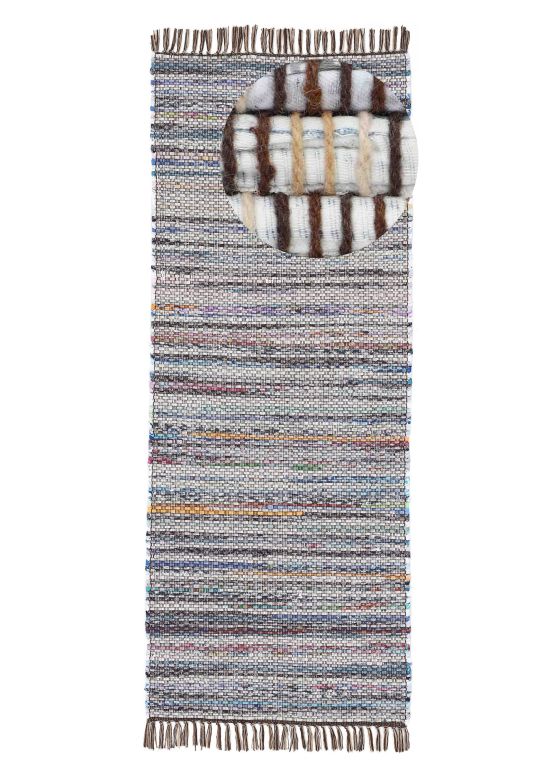 Flat Weave Rug Kilim Chindi Runner Brown