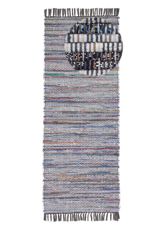 Flat Weave Rug Kilim Chindi Runner Grey