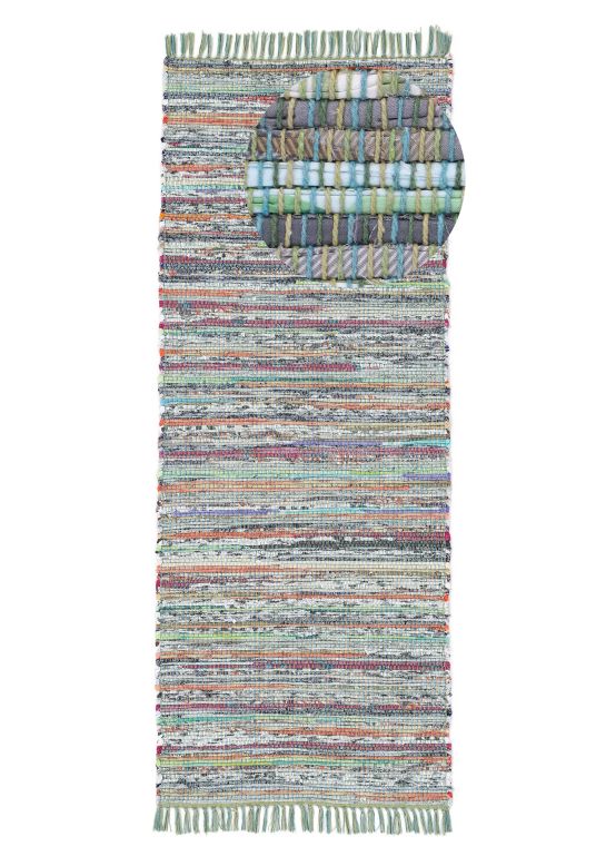 Flat Weave Rug Kilim Chindi Runner Green