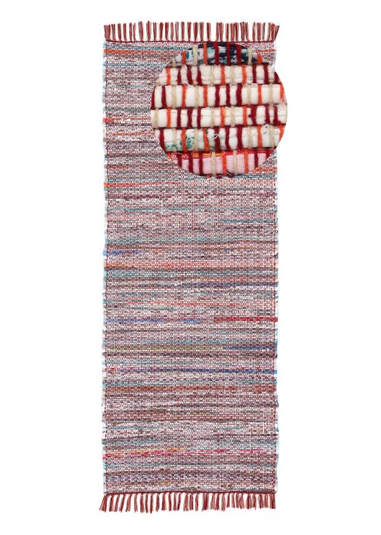 Flat Weave Rug Kilim Chindi Runner Red