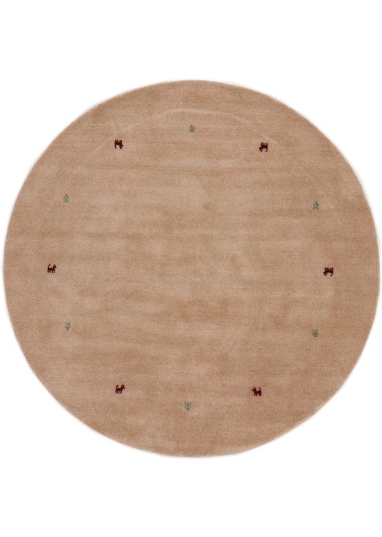 Wool Rug Gabbeh Uni Round Beige