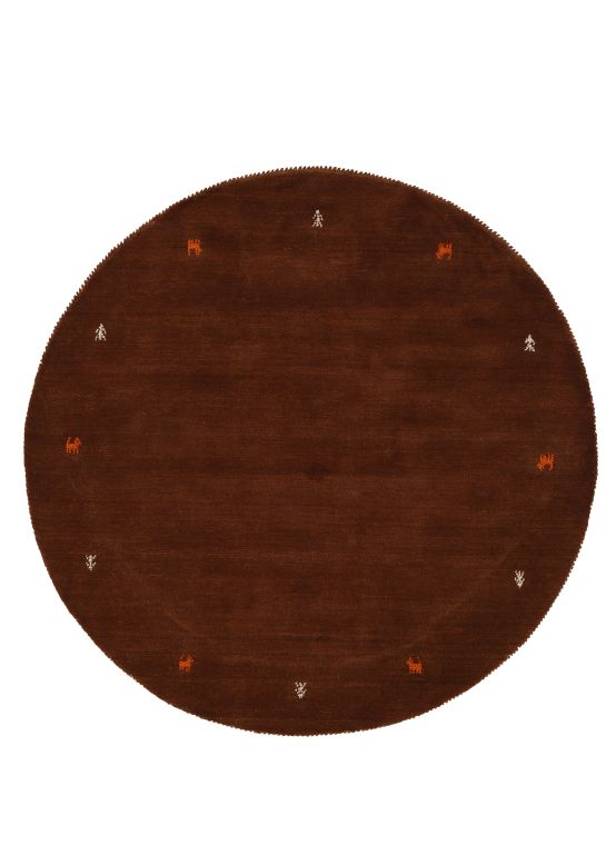 Wool Rug Gabbeh Uni Round Brown