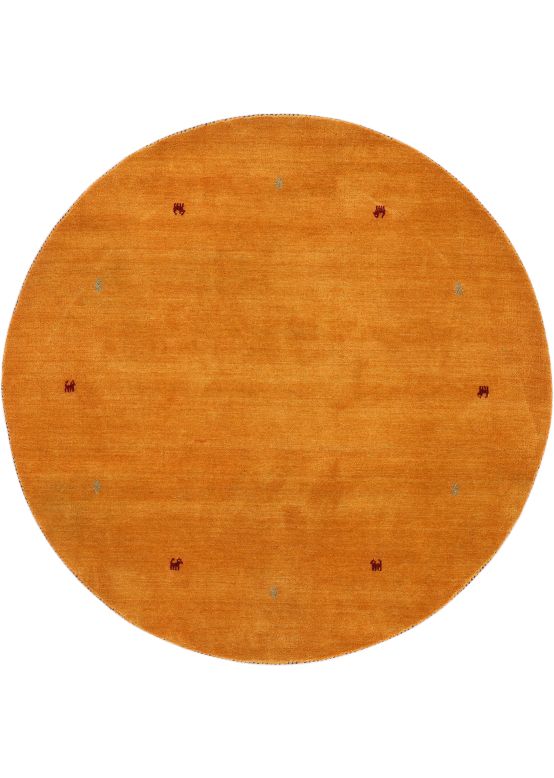 Wool Rug Gabbeh Uni Round Yellow