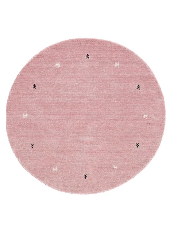 Wool Rug Gabbeh Uni Round Rose