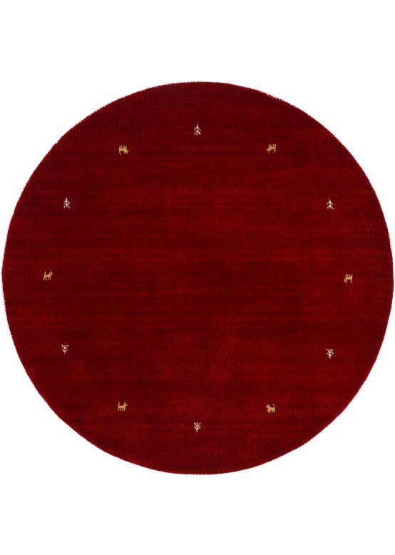 Wool Rug Gabbeh Uni Round Red