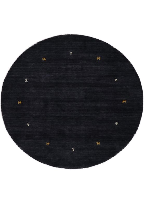 Wool Rug Gabbeh Uni Round Black