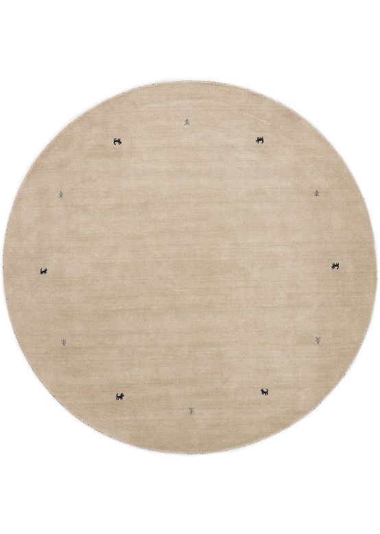 Wool Rug Gabbeh Uni Round White