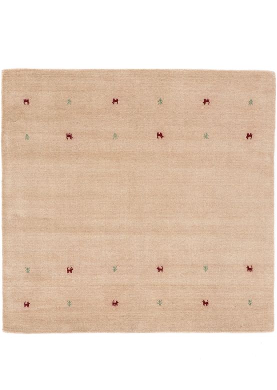 Wool Rug Gabbeh Uni Square Beige