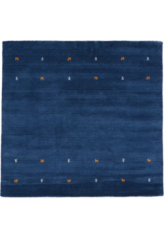 Wool Rug Gabbeh Uni Square Blue