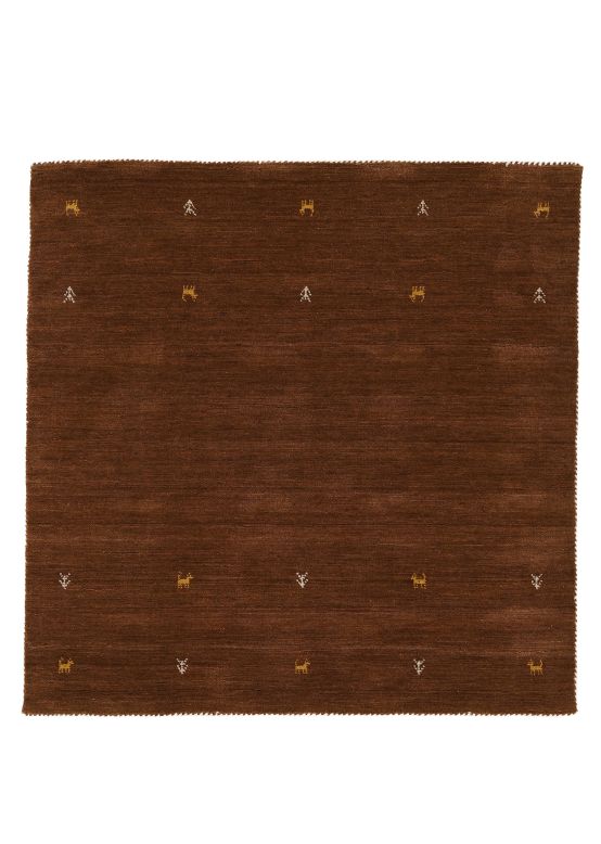 Wool Rug Gabbeh Uni Square Brown