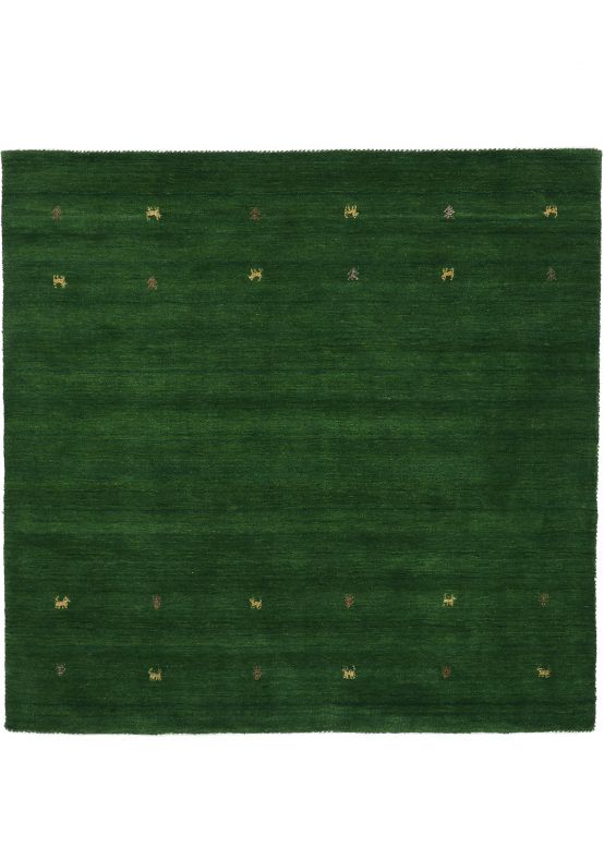 Wool Rug Gabbeh Uni Square Green