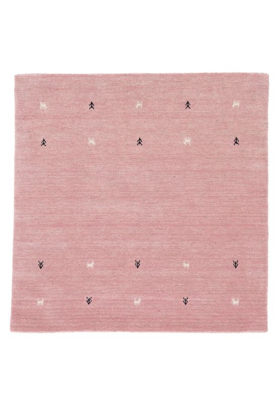 Wool Rug Gabbeh Uni Square Pink