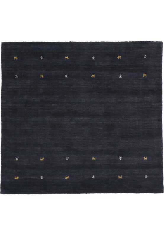 Wool Rug Gabbeh Uni Square Black