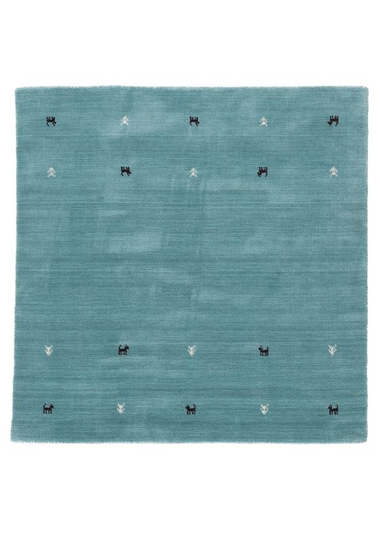 Wool Rug Gabbeh Uni Square Turquoise