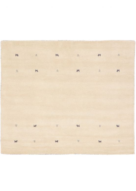 Wool Rug Gabbeh Uni Square White