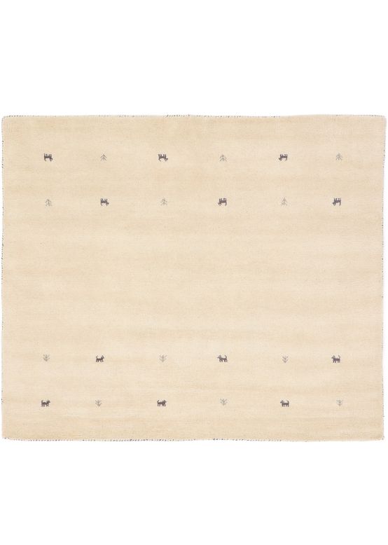 Wool Rug Gabbeh Uni Square White