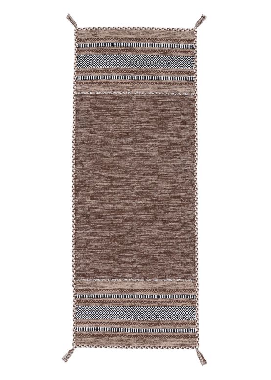 Flat Weave Rug Kilim Azizi Runner Brown