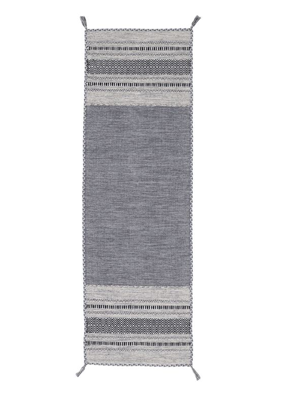 Flat Weave Rug Kilim Azizi Runner Grey