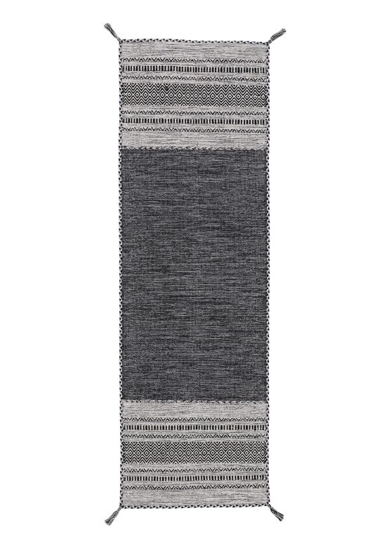 Flat Weave Rug Kilim Azizi Runner Black