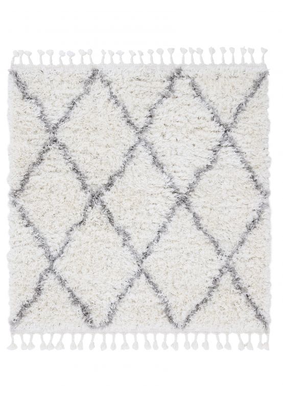 Shaggy Rug Eddy Rund White