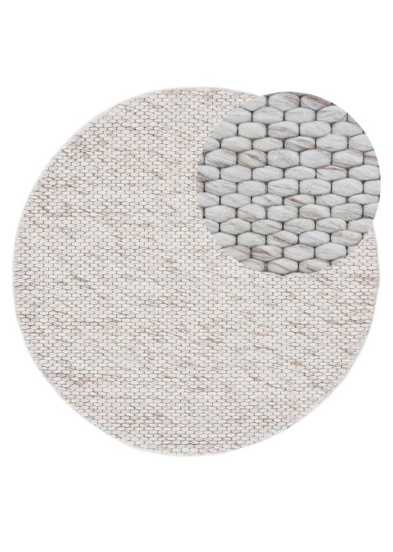 Wool Rug Sina Round Mottled Beige