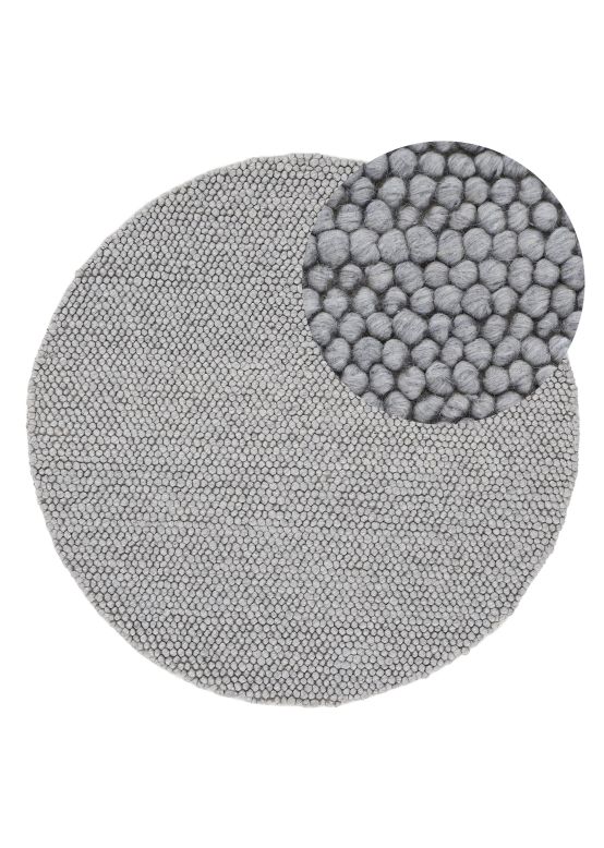 Wool Rug Calo Round Light Grey