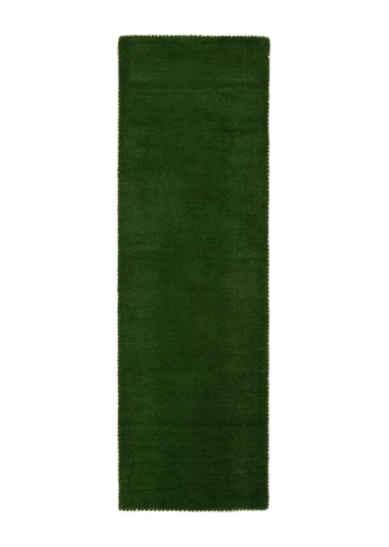 Wool Rug Gabbeh Uni Runner Green