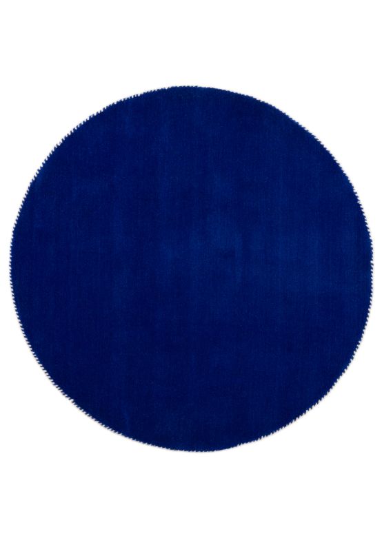 Wool Rug Gabbeh Uni Round Blue