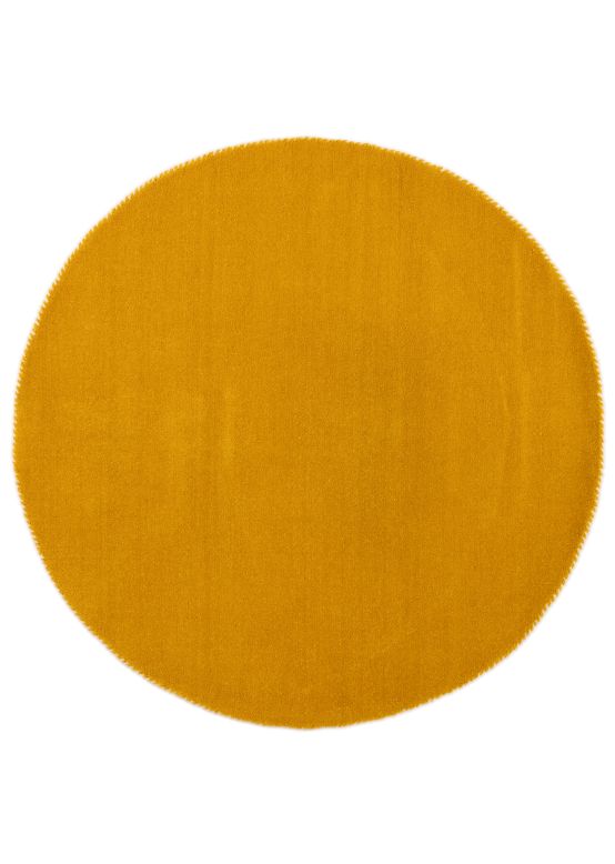 Wool Rug Gabbeh Uni Round Yellow