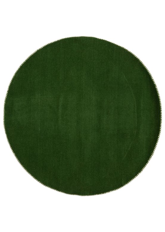 Wool Rug Gabbeh Uni Round Green