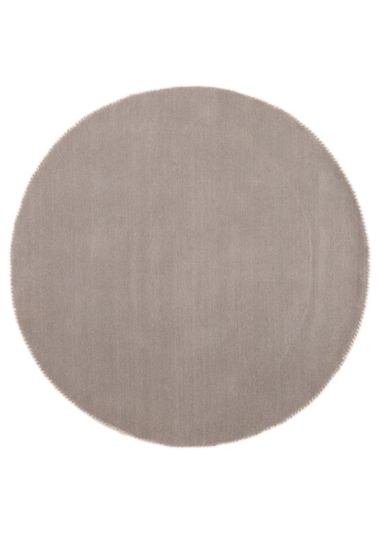 Wool Rug Gabbeh Uni Round Light Grey