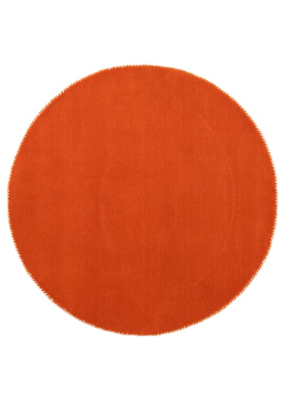 Wool Rug Gabbeh Uni Round Orange