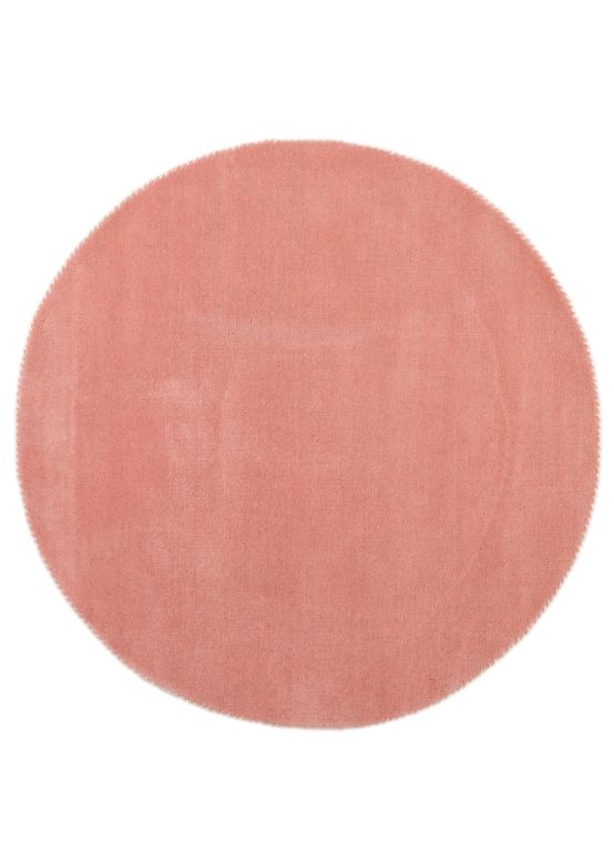 Wool Rug Gabbeh Uni Round Pink