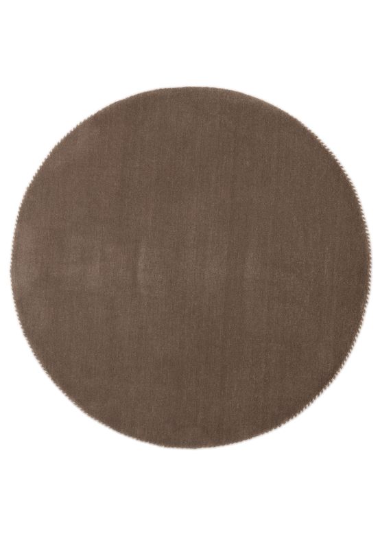 Wool Rug Gabbeh Uni Round Taupe