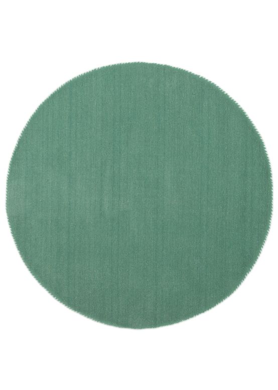 Wool Rug Gabbeh Uni Round Turquoise