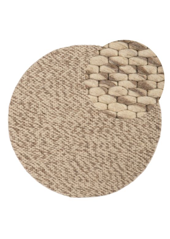 Wool Rug Sina Round Mottled Light Brown