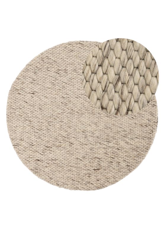 Wool Rug Sina Round Mottled Light Grey