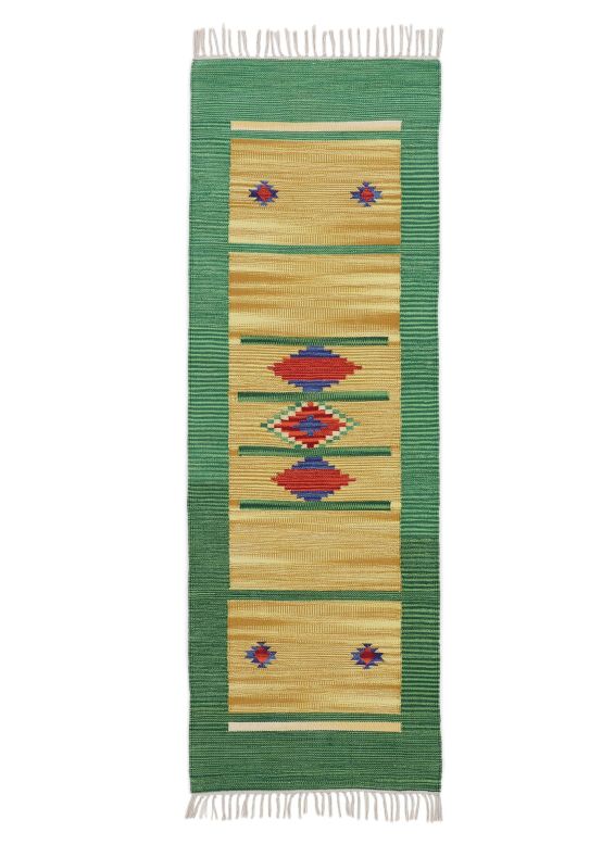 Flat Weave Rug Kilim Nilay Runner Green