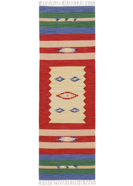 Flat Weave Rug Kilim Mira Runner Red