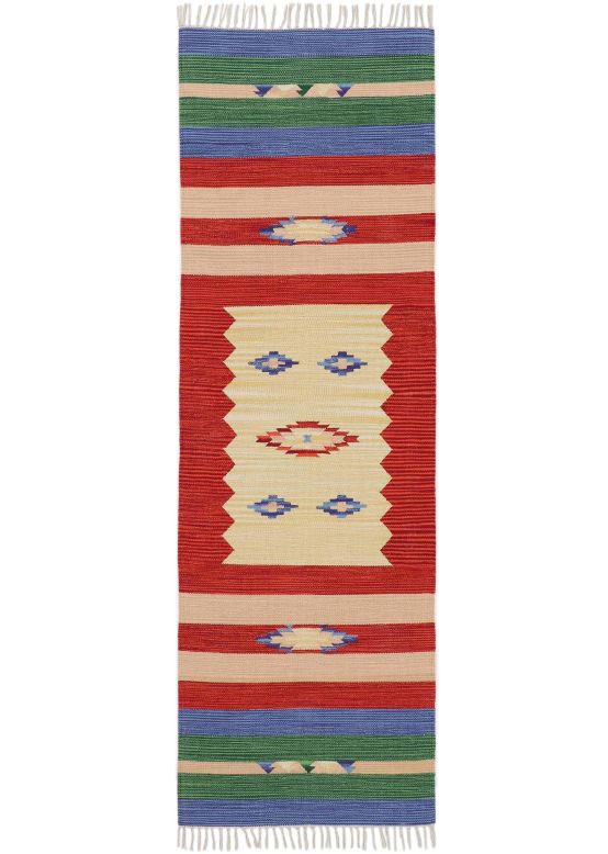 Flat Weave Rug Kilim Mira Runner Red