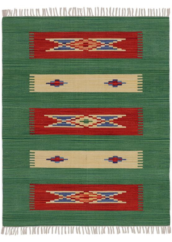 Flat Weave Rug Kilim Tara Green