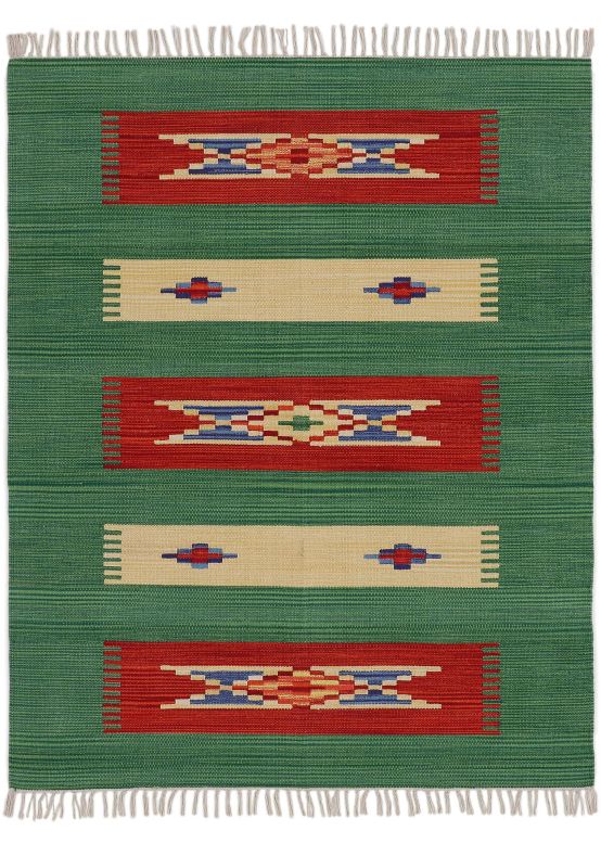 Flat Weave Rug Kilim Tara Green