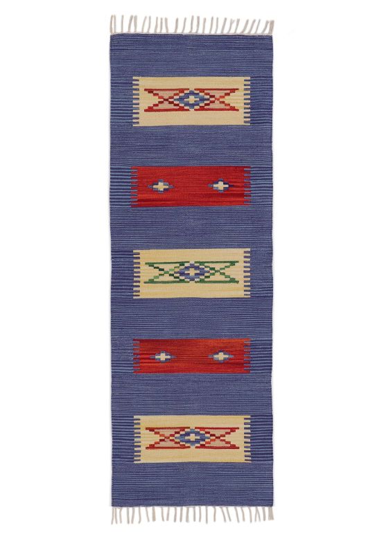 Flat Weave Rug Kilim Tara Runner Blue