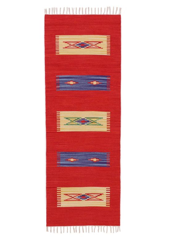 Flat Weave Rug Kilim Tara Runner Red