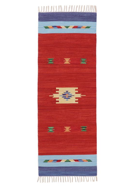 Flat Weave Rug Kilim Amal Runner Red