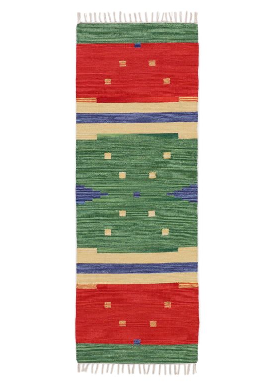 Flat Weave Rug Kilim Amar Runner Green