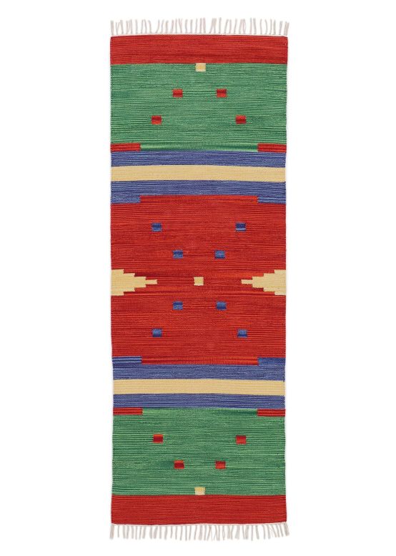 Flat Weave Rug Kilim Amar Runner Red