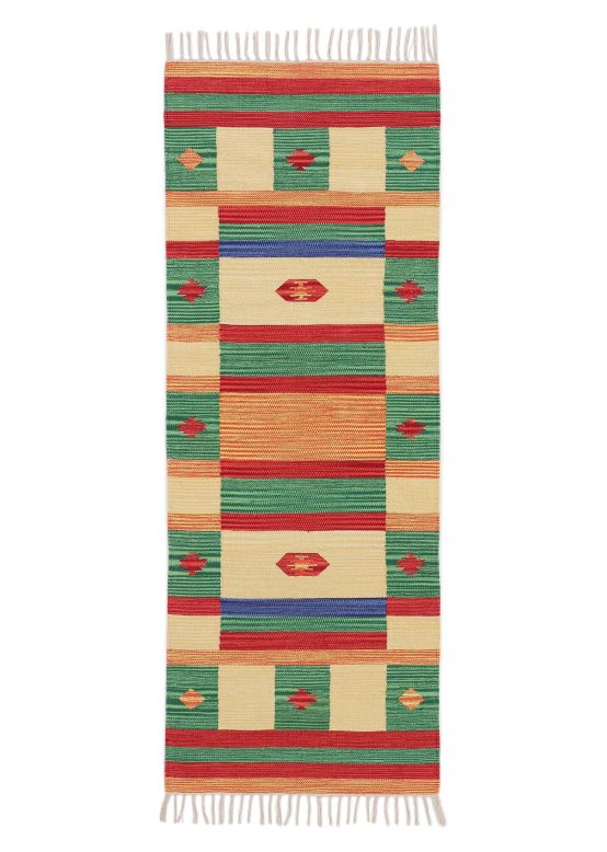 Flat Weave Rug Kilim Mirza Runner Green