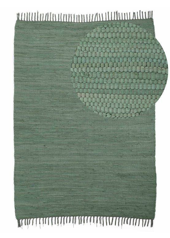 Flat Weave Rug Kilim Chindi Uni Green