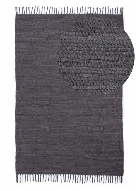 Flat Weave Rug Kilim Chindi Uni Grey